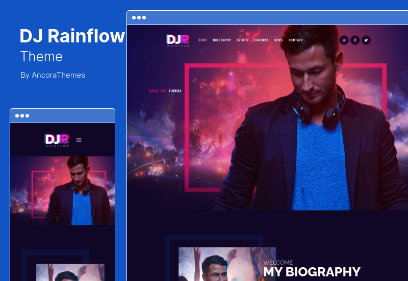 DJ Rainflow Theme - Ein WordPress-Theme für Musikbandmusiker