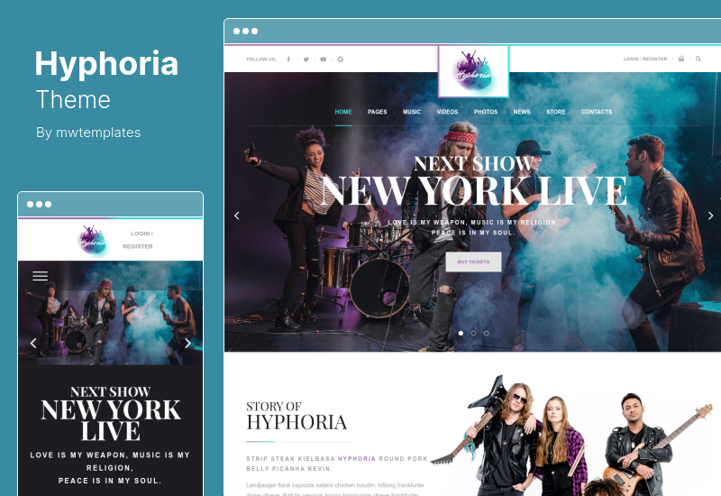 Hyphoria-Thema - Rockband-WordPress-Theme