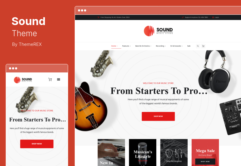 Sound-Thema - WordPress-Thema für den Online-Shop für Musikinstrumente
