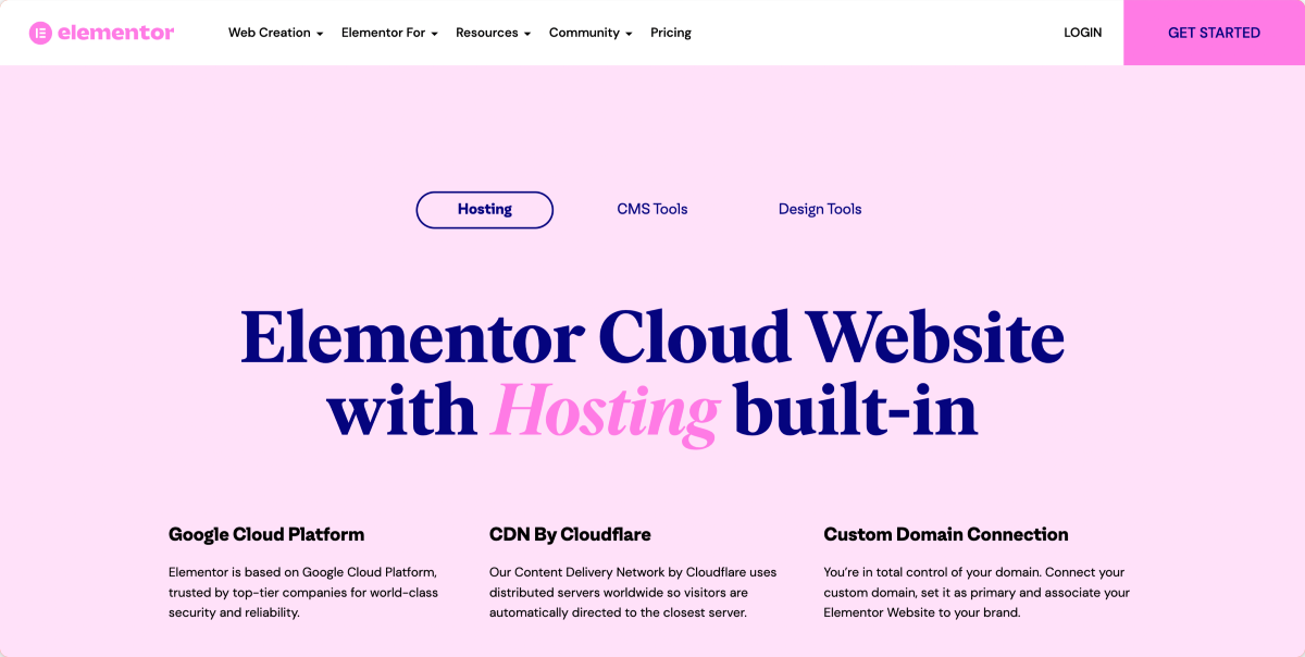 内置托管的 Elementor Cloud 网站。
