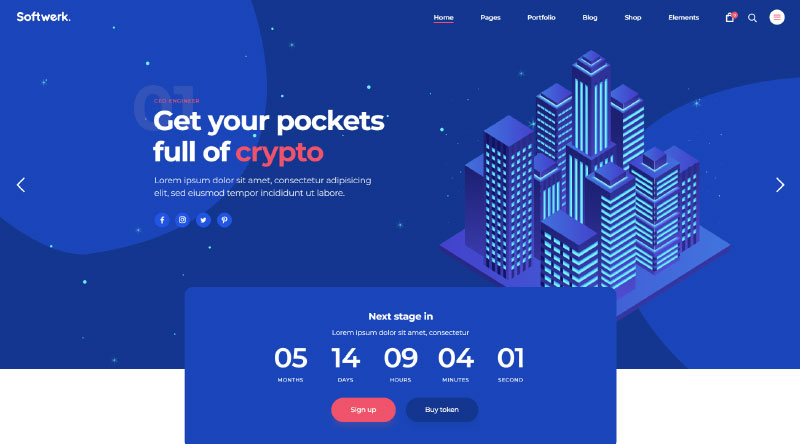 5 Tema Wordpress Cryptocurrency Praktis Teratas 3 Softwerk WP Theme