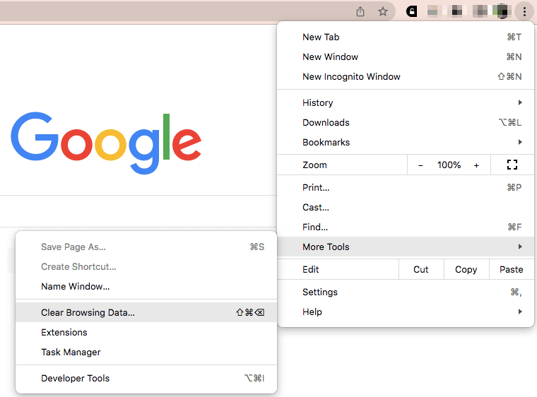 ștergerea memoriei cache a browserului în Google Chrome