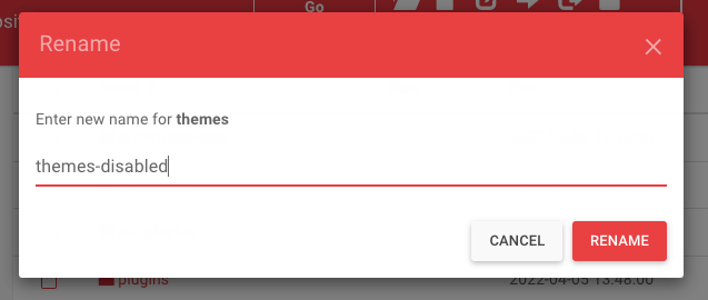 redenumirea folderului cu teme în cpanel