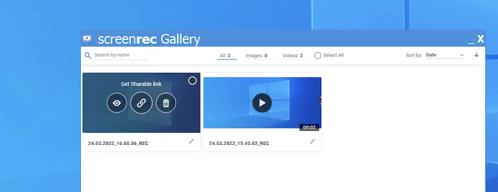 come registrare lo schermo su Windows: le opzioni per una cattura individuale nella Galleria ScreenRec