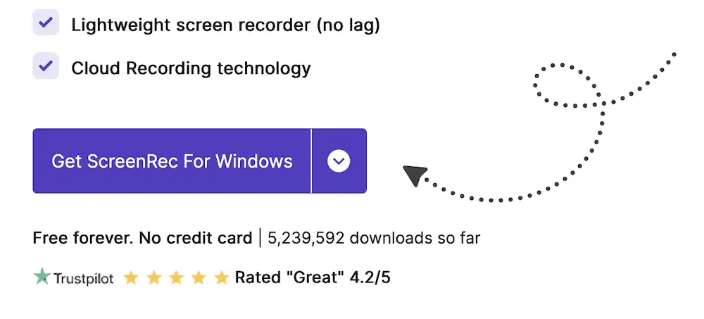 Il pulsante Download per ScreenRec.