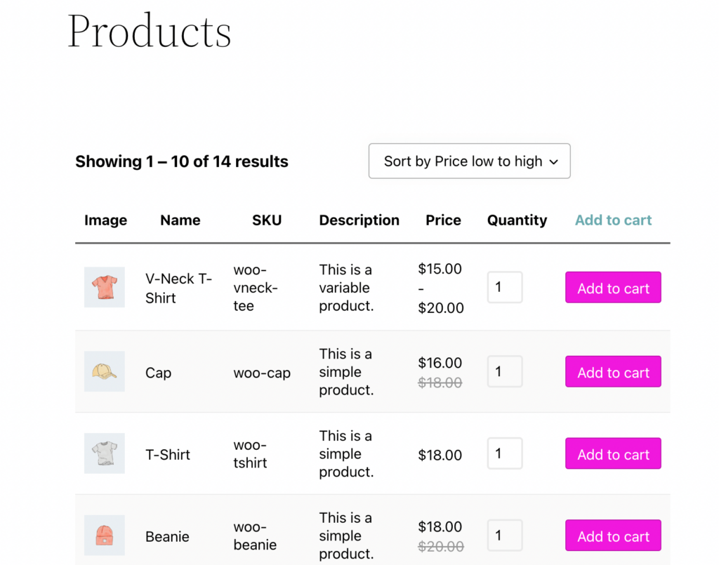 Exemplu de formular de comandă WooCommerce.