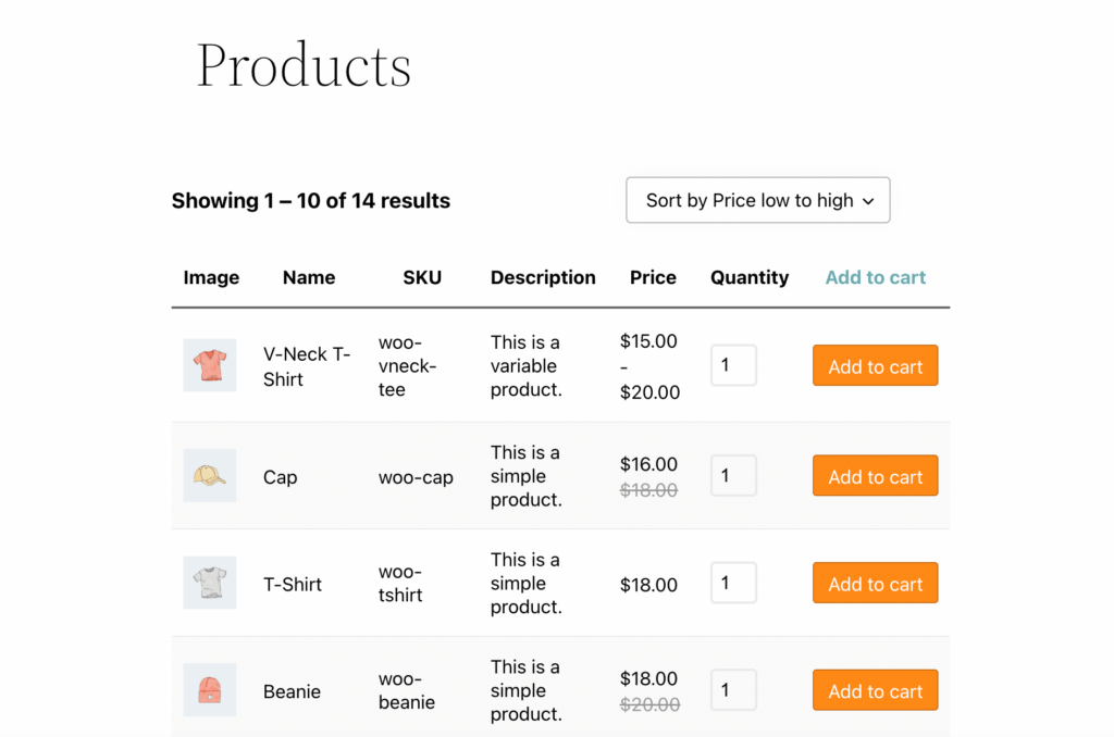 Exemplu de formular de comandă WooCommerce.