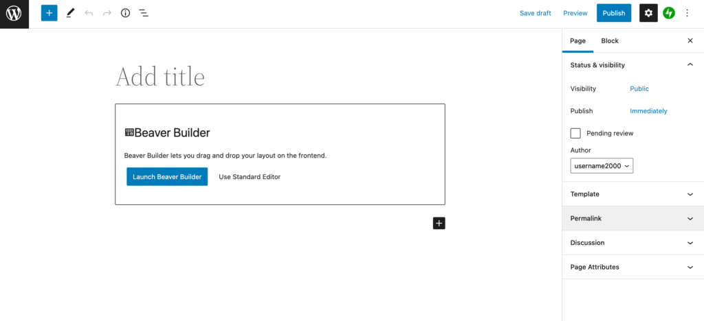 Editor de blocuri cu Beaver Builder.