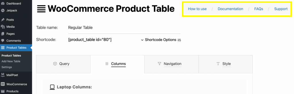 Documentație suplimentară pentru editarea formularelor de comandă WooCommerce în pluginul WooCommerce Product Table.