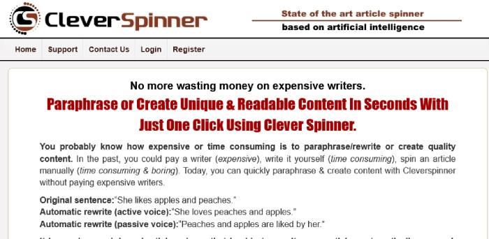 CleverSpinnerインテリジェント記事リライターおよびスピナー