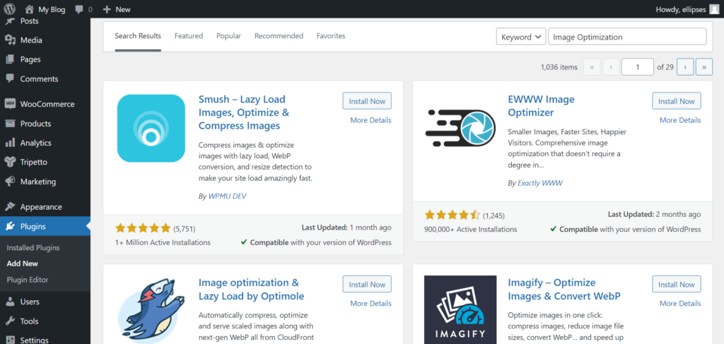 Ejemplo de complementos de WooCommerce disponibles