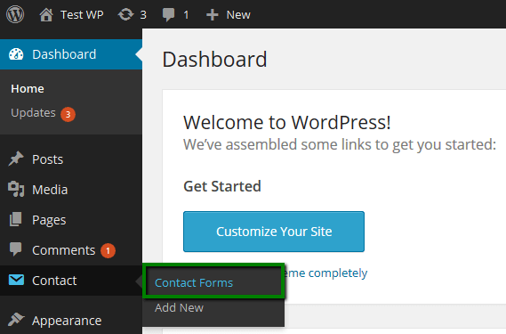 เมนูแบบเลื่อนลงแสดงวิธีจัดการแบบฟอร์มการติดต่อใน WordPress