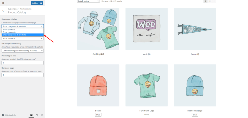 WooCommerce: แสดงหมวดหมู่ในหน้าร้านค้า! 5 Show Categories and Products on Shop Page