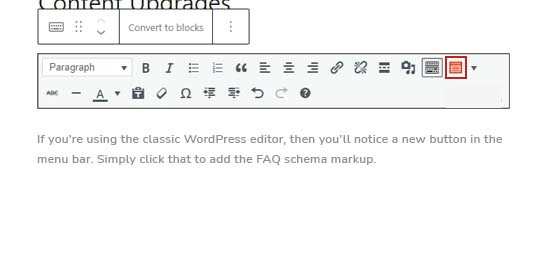 WordPressクラシックエディタのFAQスキーマボタン