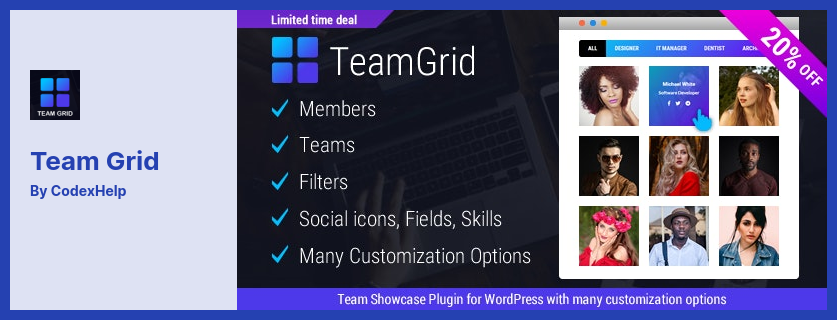 Team Grid Plugin - 團隊成員展示 WordPress 插件和團隊編輯器