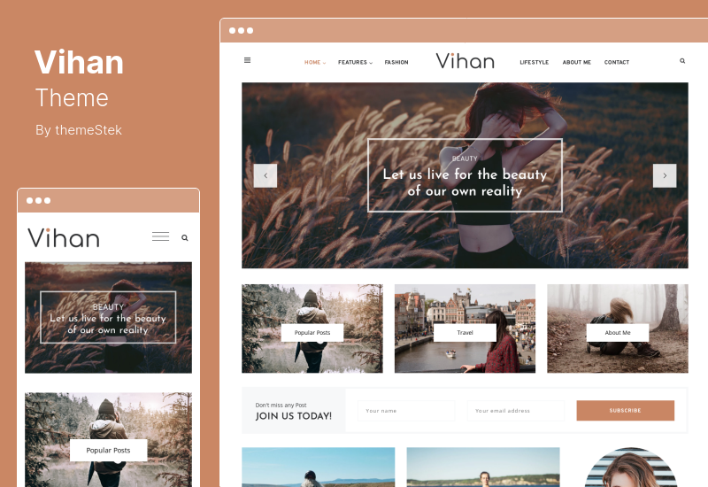 Vihan 主題 - 個人旅行 WordPress 博客主題