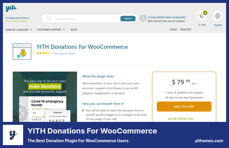 WooCommerce 插件的 YITH 捐贈 - WooCommerce 用戶的最佳捐贈插件