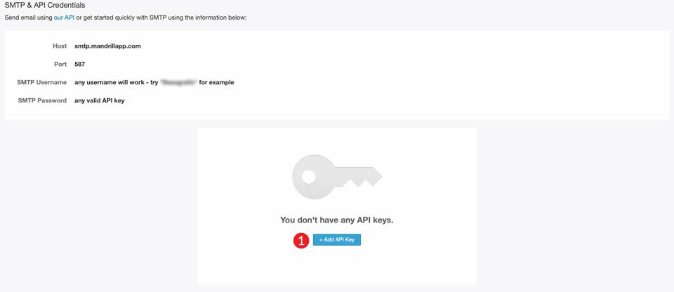 Yeni bir Mandrill API anahtarı ekleyin