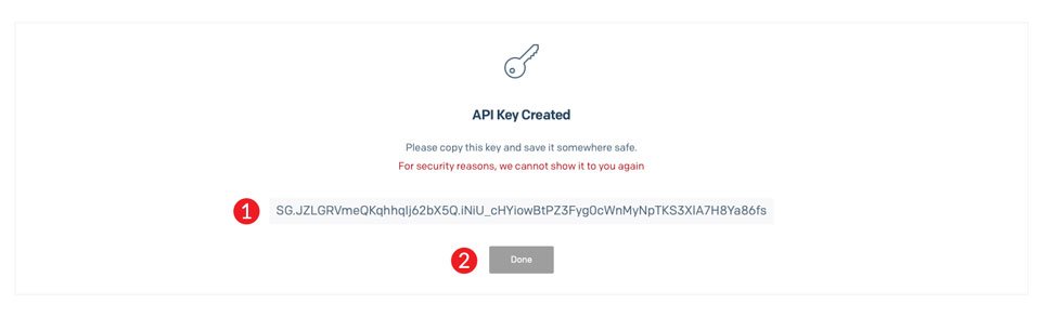SendGrid API anahtarınızı kaydedin