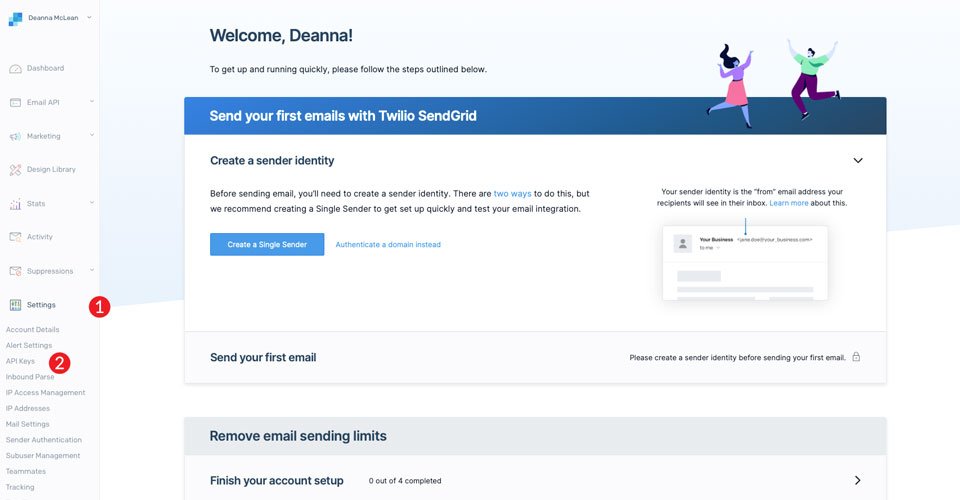 SendGrid ayarları