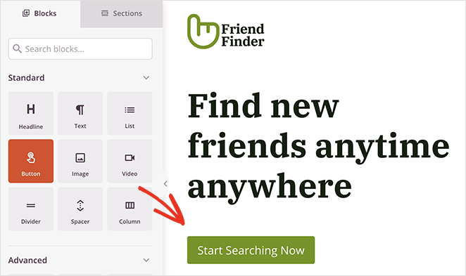ランディングページ-召喚-アクションボタン-SeedProd landing page call to action button