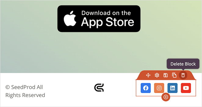 delete-footer-navigation-SeedProd Remove footer landing page navigation links