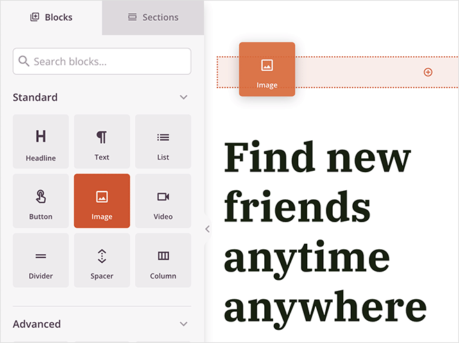 add-image-block-SeedProd Add the landing page image block
