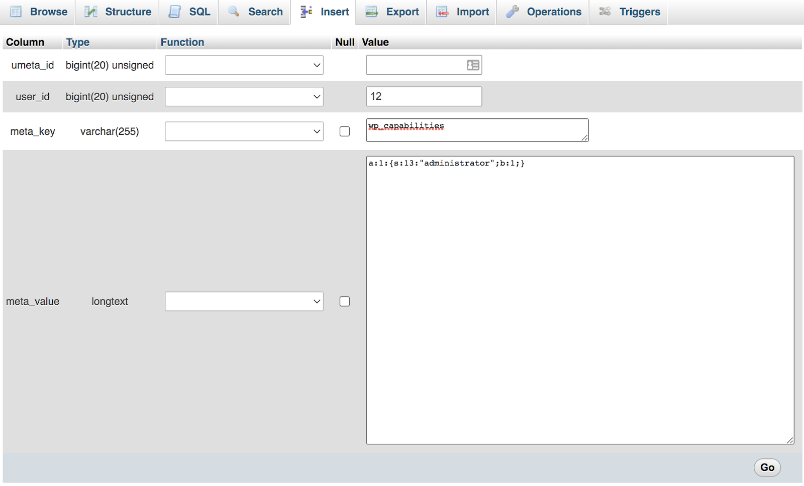 在 phpmyadmin 中分配管理員權限