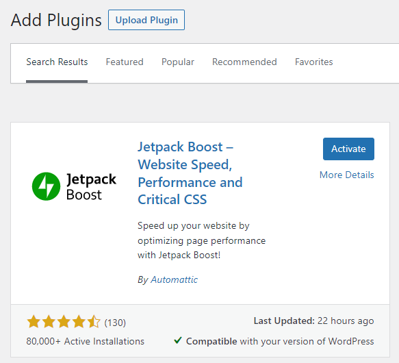 Plugin Jetpack Boost nel repository di WordPress