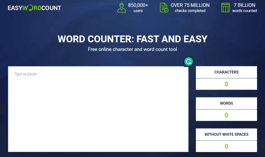 من السهل عدد الكلمات صفحة ويب موقع عداد الكلمات