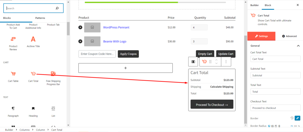 كيفية تحرير صفحة عربة WooCommerce باستخدام ProductX 8 Cart Total