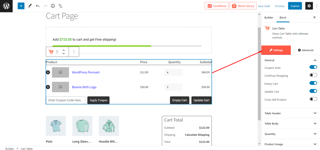 كيفية تحرير صفحة عربة WooCommerce باستخدام ProductX 10 Editing Options of Cart Table