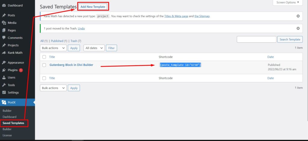 خطوات بسيطة لاستخدام كتل جوتنبرج في Divi Builder 7 add new template