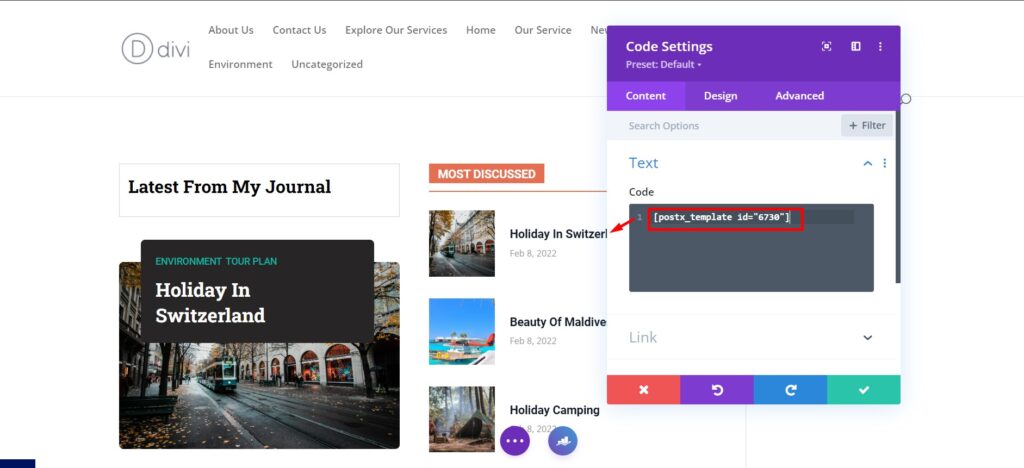 خطوات بسيطة لاستخدام كتل جوتنبرج في Divi Builder 10 inserting short code