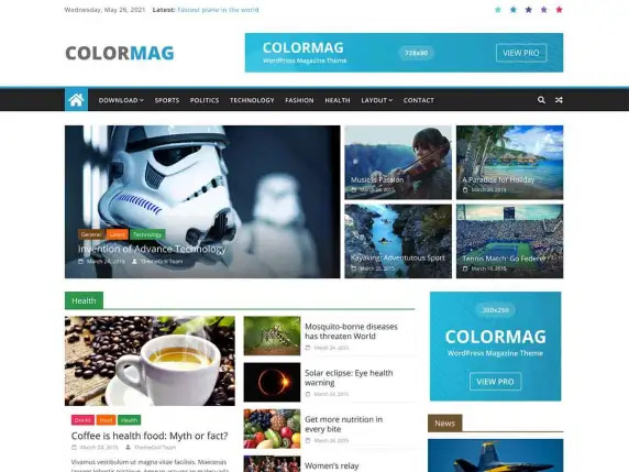 ColorMag - سمة وورد بنمط مجلة