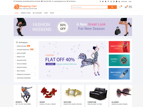 ShoppingCart – 무료 전자 상거래 WordPress 테마