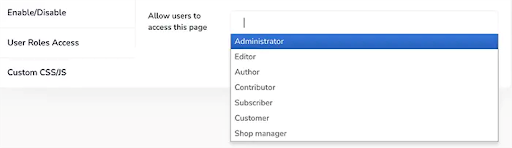 الوصول إلى أدوار صفحة المسؤول - تخصيص لوحة معلومات WordPress