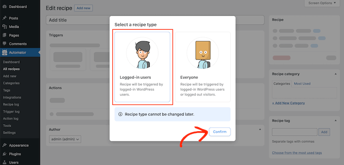ログインしたユーザーのレシピを作成する Creating a logged-in users recipe
