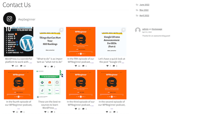 InstagramフィードをWordPressに埋め込む Embedding an Instagram feed in WordPress