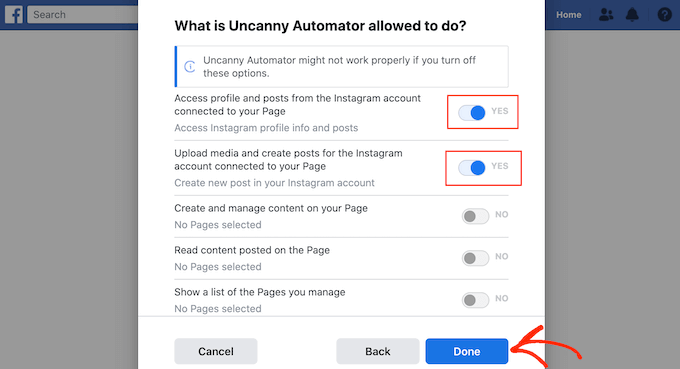Instagramの許可設定 Instagram's permission settings