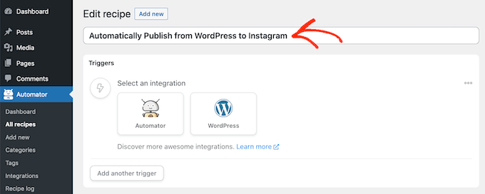Instagramに自動的に投稿するレシピを作成する Creating a recipe to automatically post to Instagram