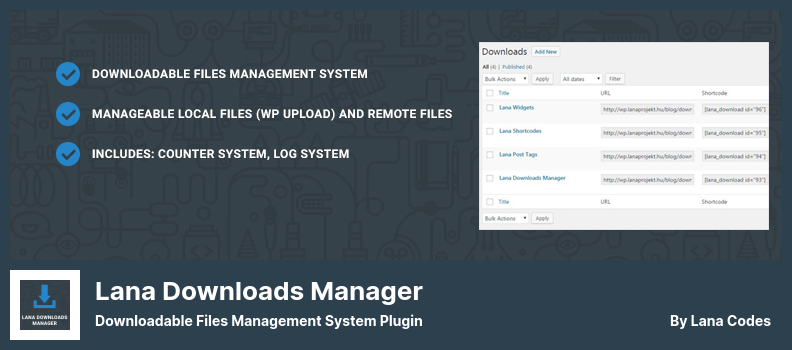 Lana Downloads Manager Plugin - Herunterladbares Dateiverwaltungssystem-Plugin