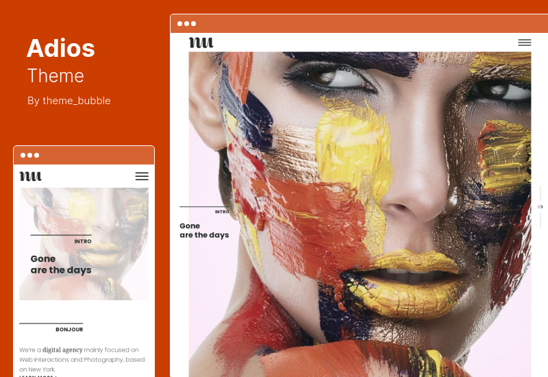 Adios Theme - سمة المحفظة أو WordPress Theme