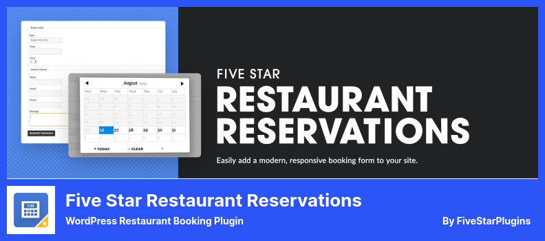Fünf-Sterne-Plugin für Restaurantreservierungen - WordPress-Plugin für Restaurantbuchungen