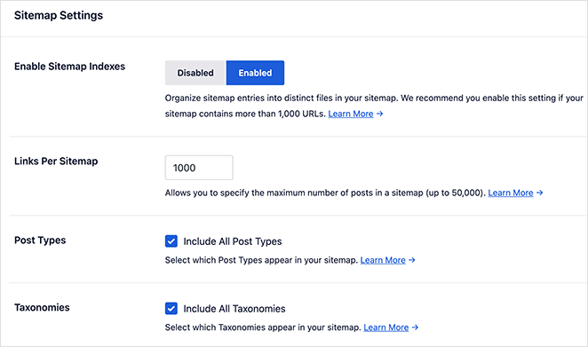 aioseo-sitemap-settings - SeedProd all in one seo review sitemaps settings