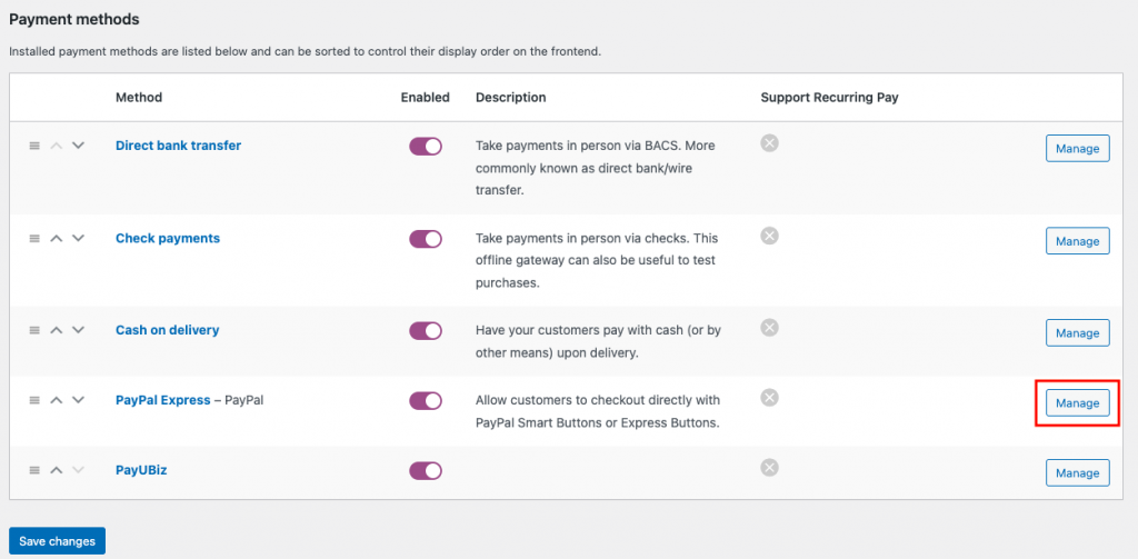 在 WooCommerce 上启用 PayPal Express 支付网关