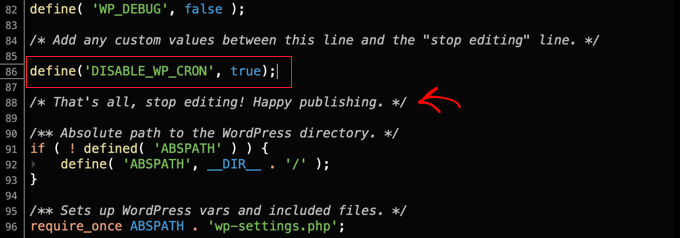 วางโค้ดลงใน wp-config Pasting Code into wp-config