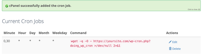 การดูรายการงาน Cron ใน cPanel Viewing the List of Cron Jobs in cPanel