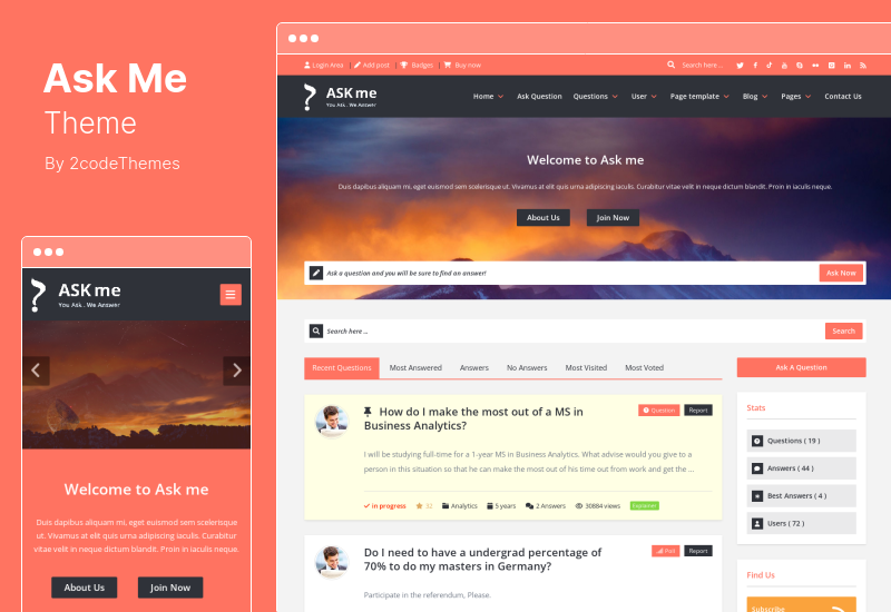 Ask Me Theme - Pertanyaan & Jawaban Responsif Tema WordPress