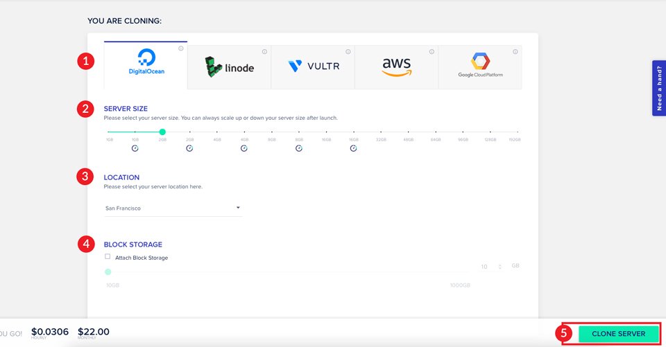 Cloudways 服务器克隆选项